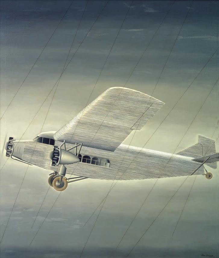 In 'Aeroplane,' ElsieDriggs used diagonal lines across the canvas to create movement, and implied the whir of the propeller using a blurred gray line. Learn more about the techniques used by artists in CultoftheMachine through our Digital Stories: