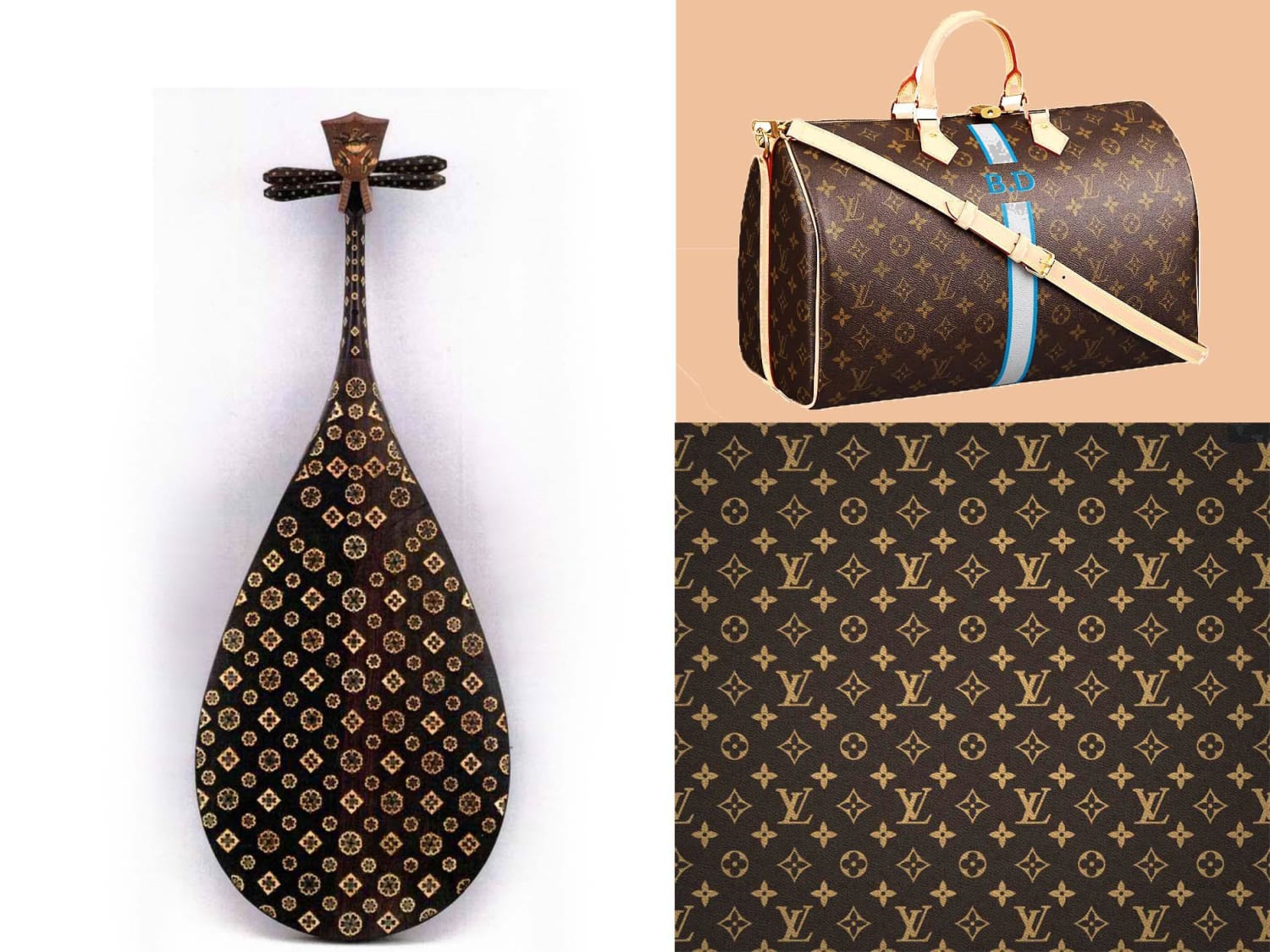 8th century Tang dynasty Pipa, "The Inspiration behind The Iconic Louis Vuitton Monogram Motive" It was gifted to Japan by Tang dynasty Emperor Xuanzong (685 AD-762 AD), it has four strings