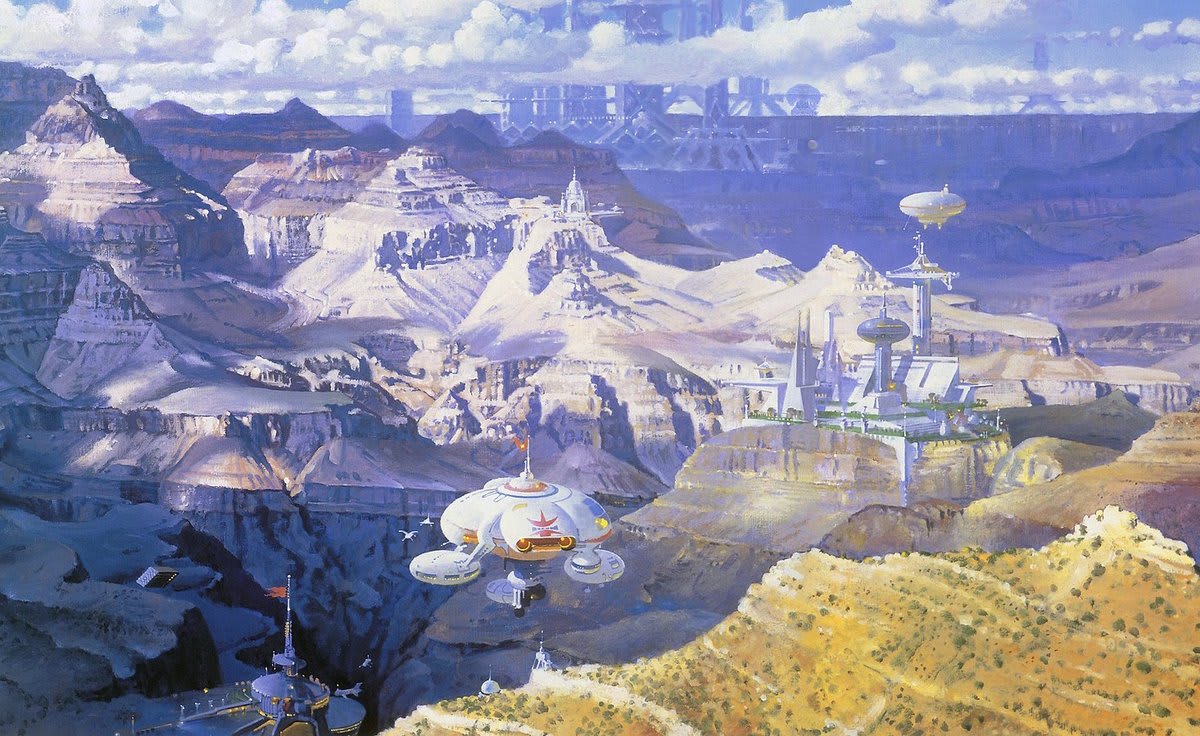 The Grand Canyon of the future, painted by Robert McCall, featured in Arizona Highways, September 1983.