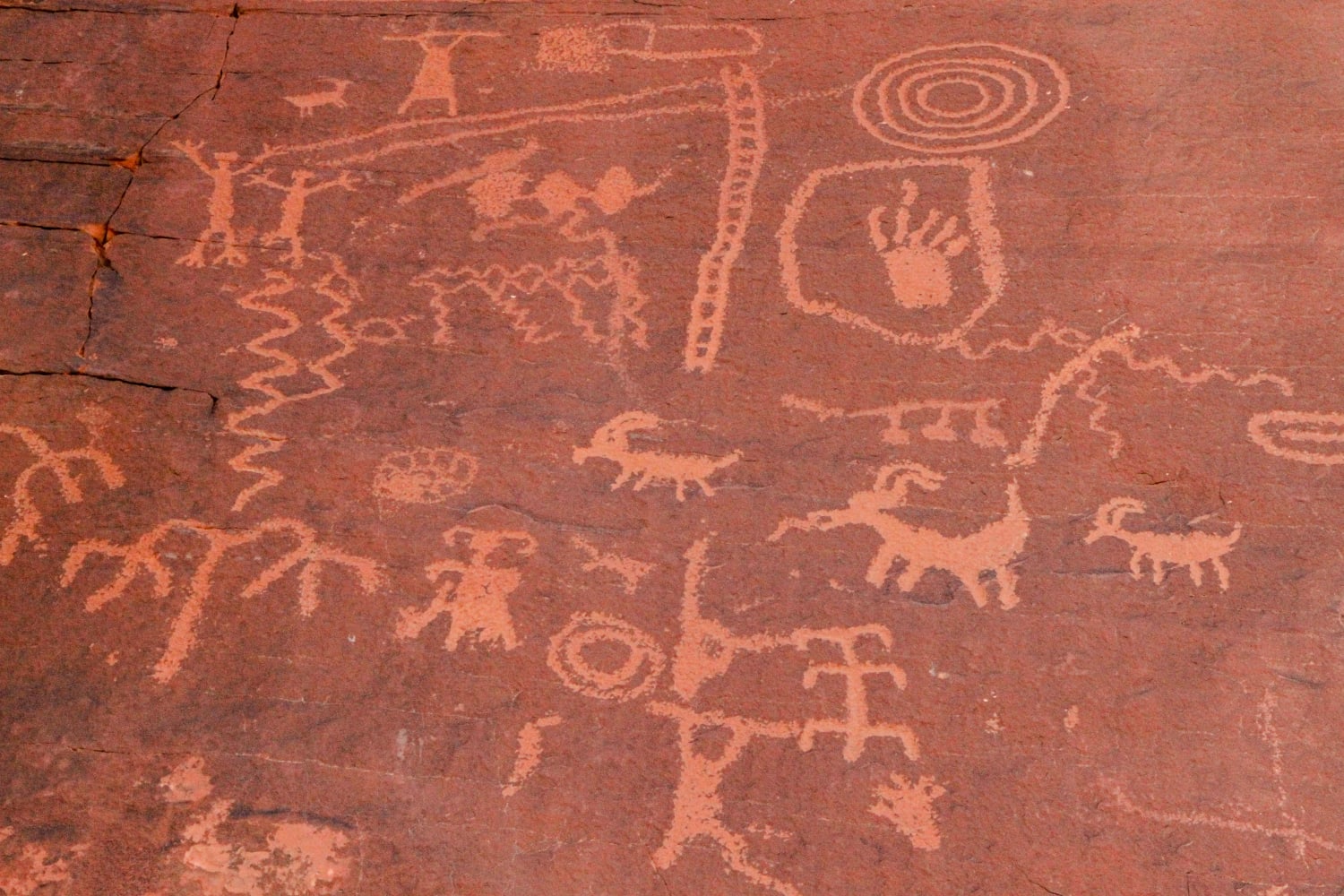 Petroglyphs at Valley of Fire created by the Anasazi. They occupied this area between 300 BC to 1150 AD. .