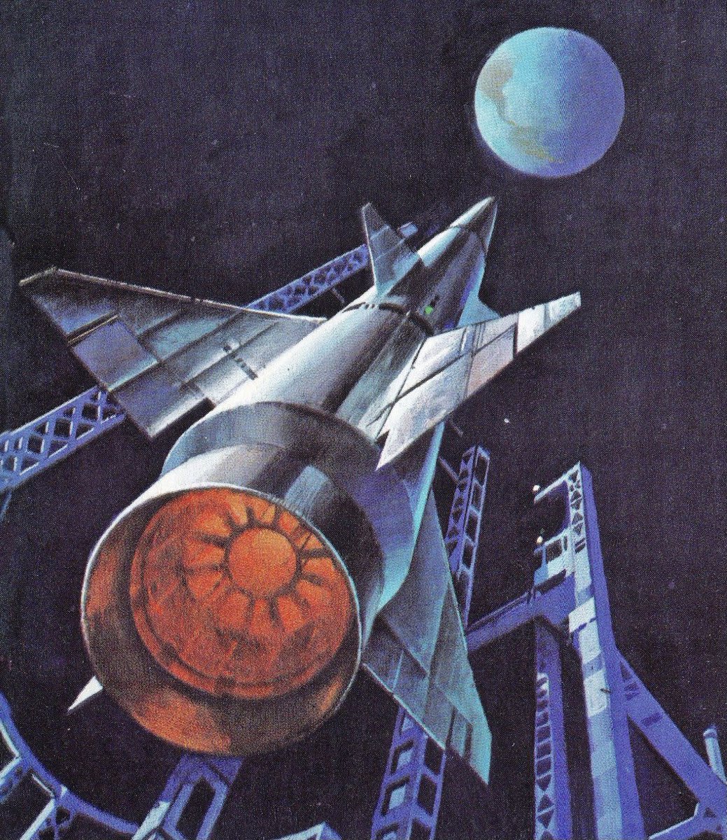 Bruce Pennington’s cover art for “The Moon Is a Harsh Mistress” by Robert A. Heinlein, 1969.