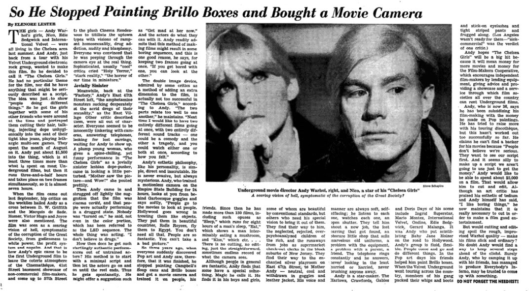 Andy Warhol was born today in 1928. Best known for his role in the pop art movement, The Times captured a different side of the artist when he began to make movies.