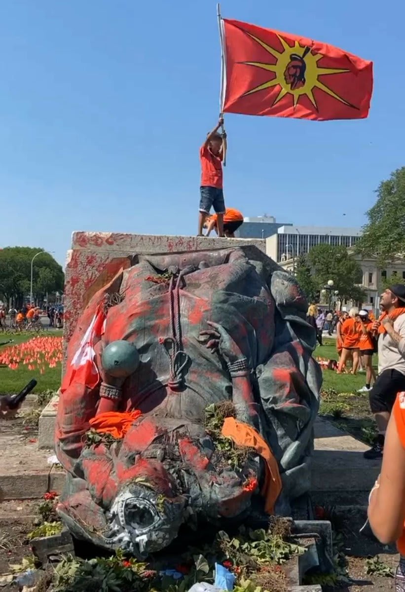 Canadian protesters toppled statues of Queens Victoria and Elizabeth II to protest the Commonwealth’s treatment of indigenous peoples: