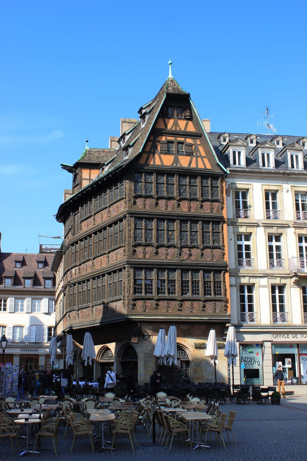 The Kammerzell House is one of the most famous buildings of Strasbourg and one of the most ornate and well preserved medieval civil housing buildings in late Gothic architecture (Built in 1427 but twice transformed in 1467 and 1589)