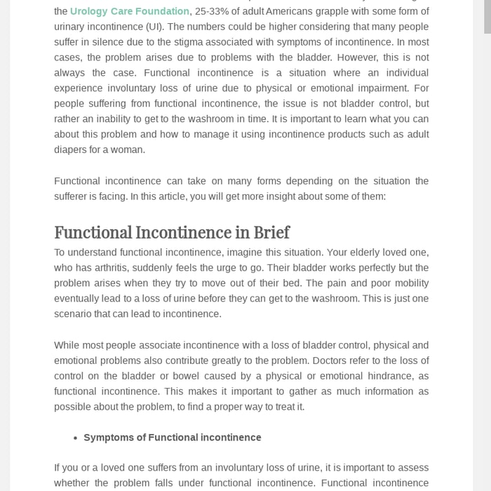 An InDepth Look at Functional Incontinence and Its Treatment