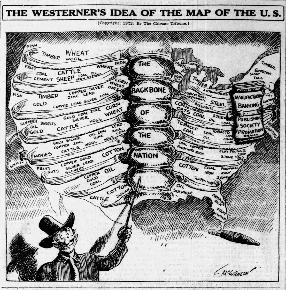 “The Westerner’s Idea of the Map of the US,” from the Chicago Tribune.