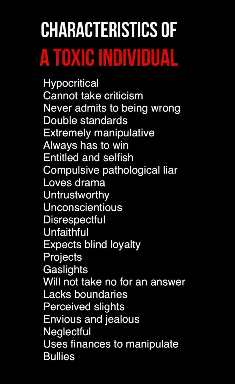 Characteristics of a Toxic Individual