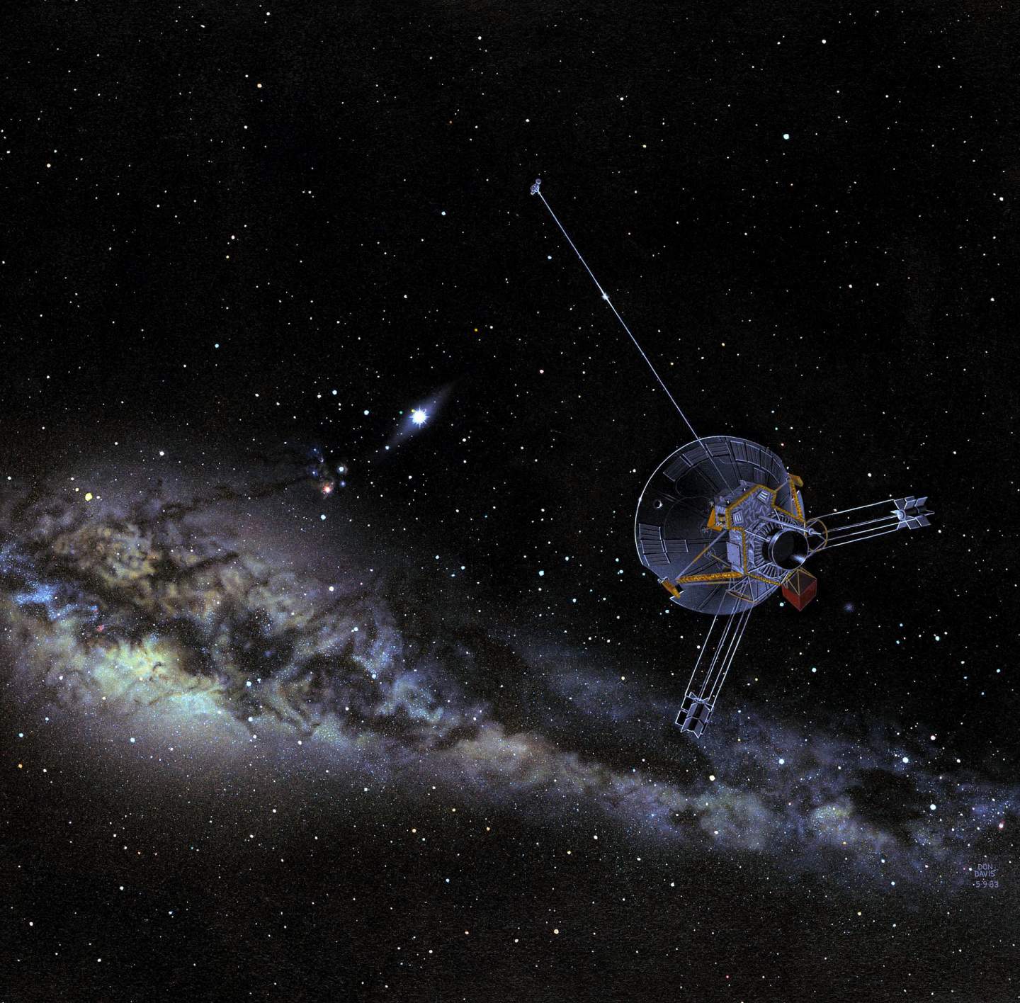 One last time. Today in 2003, Pioneer 10 phoned home for the last time. It was 7.6 billion miles away from Earth. Traveling at the speed of light, Pioneer's signal was very weak and took 11 hours to reach Earth: