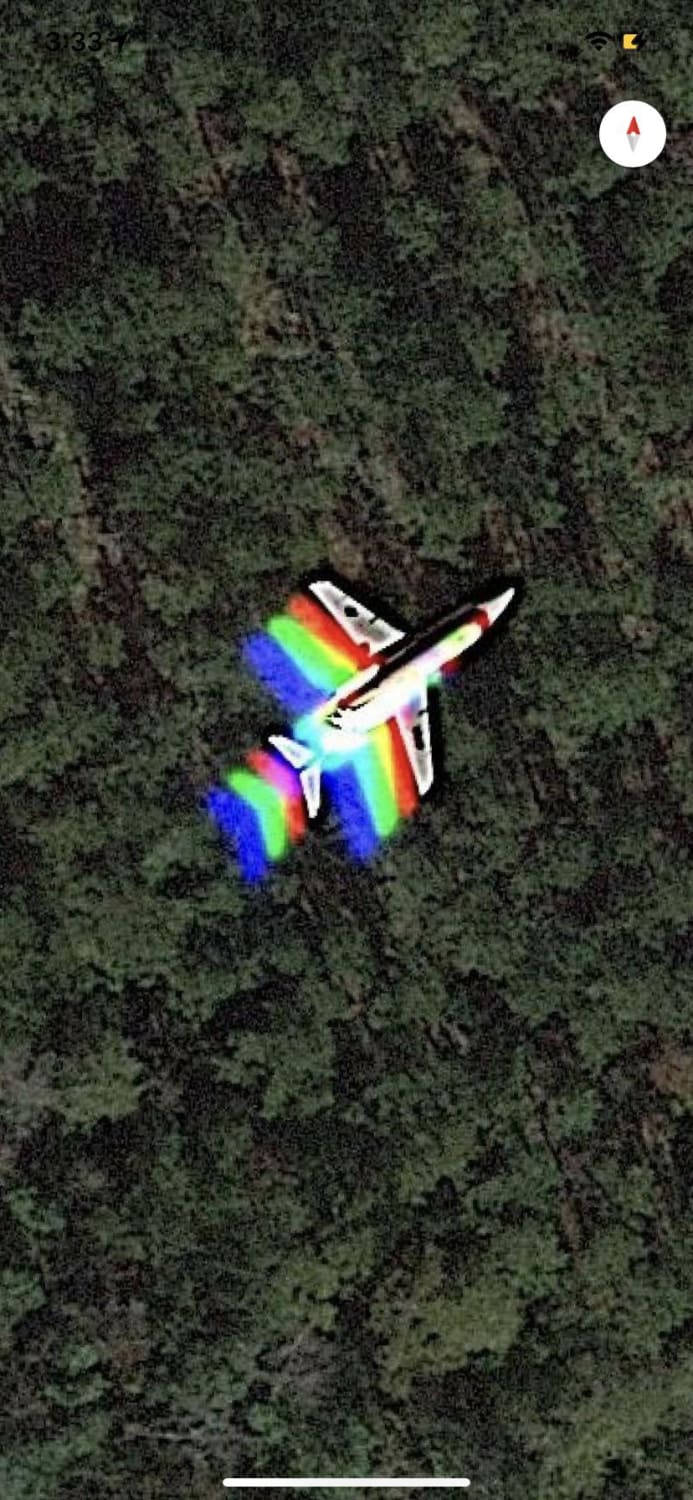 Google Maps has an image of the gay chem-trail plane (that turns the frickin frogs gay!), they found out our gay agenda!