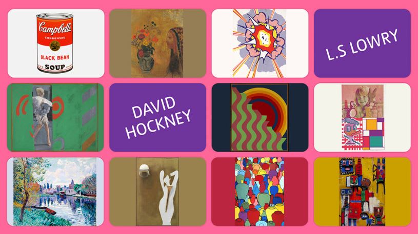 Can you spot pop art? Are you dotty about dada, silly for surrealism, impressed by impressionism, curious about cubism or ga ga for gutai? Find out in a game of Art Bingo with @Tate_Kids! Start here:
