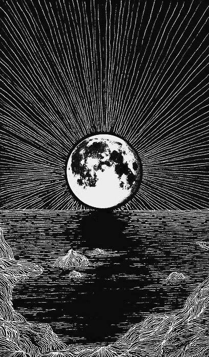 moon ocean black white image - Google Search | Psychedelic art, Art inspiration, Moon art