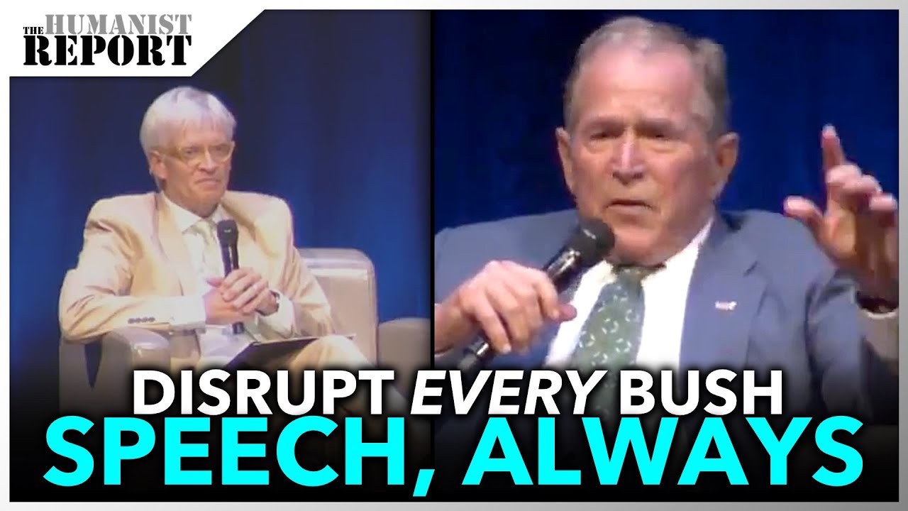George w bush visibly ratteld as second speech gets disrupted in a week