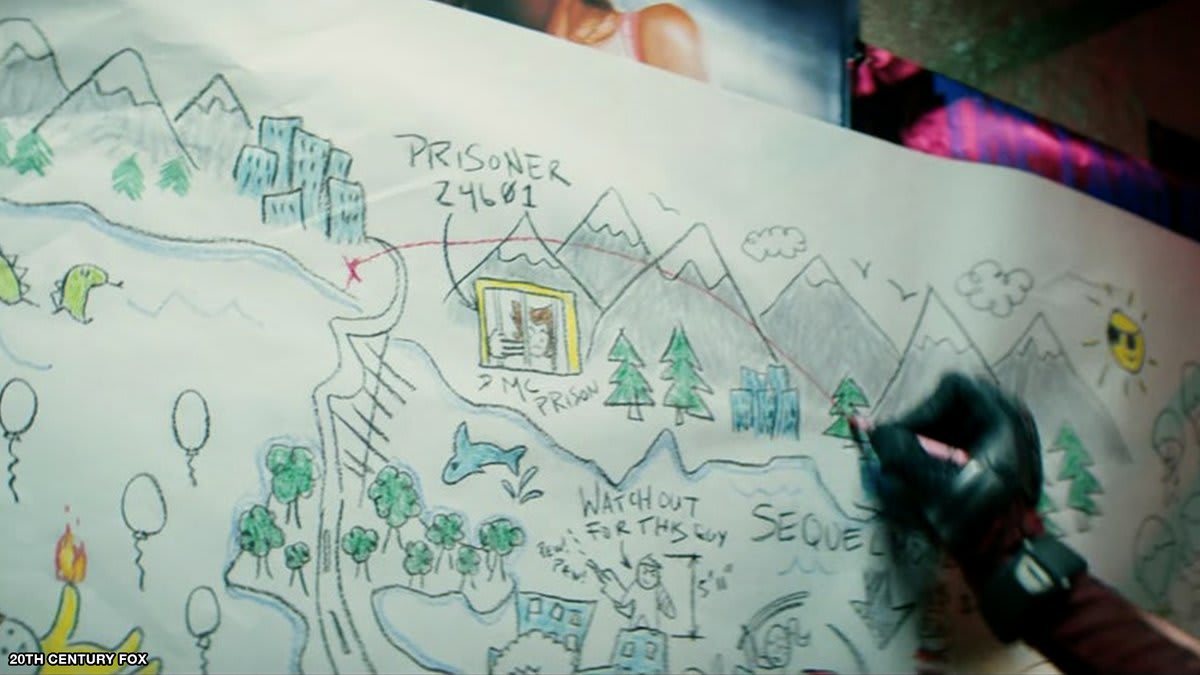 In "Deadpool 2", Deadpool's map features a drawing of Wolverine marked "Prisoner 24601" It's the same prison number of Jean Valjean in "Les Miserables," who was also played by Hugh Jackman