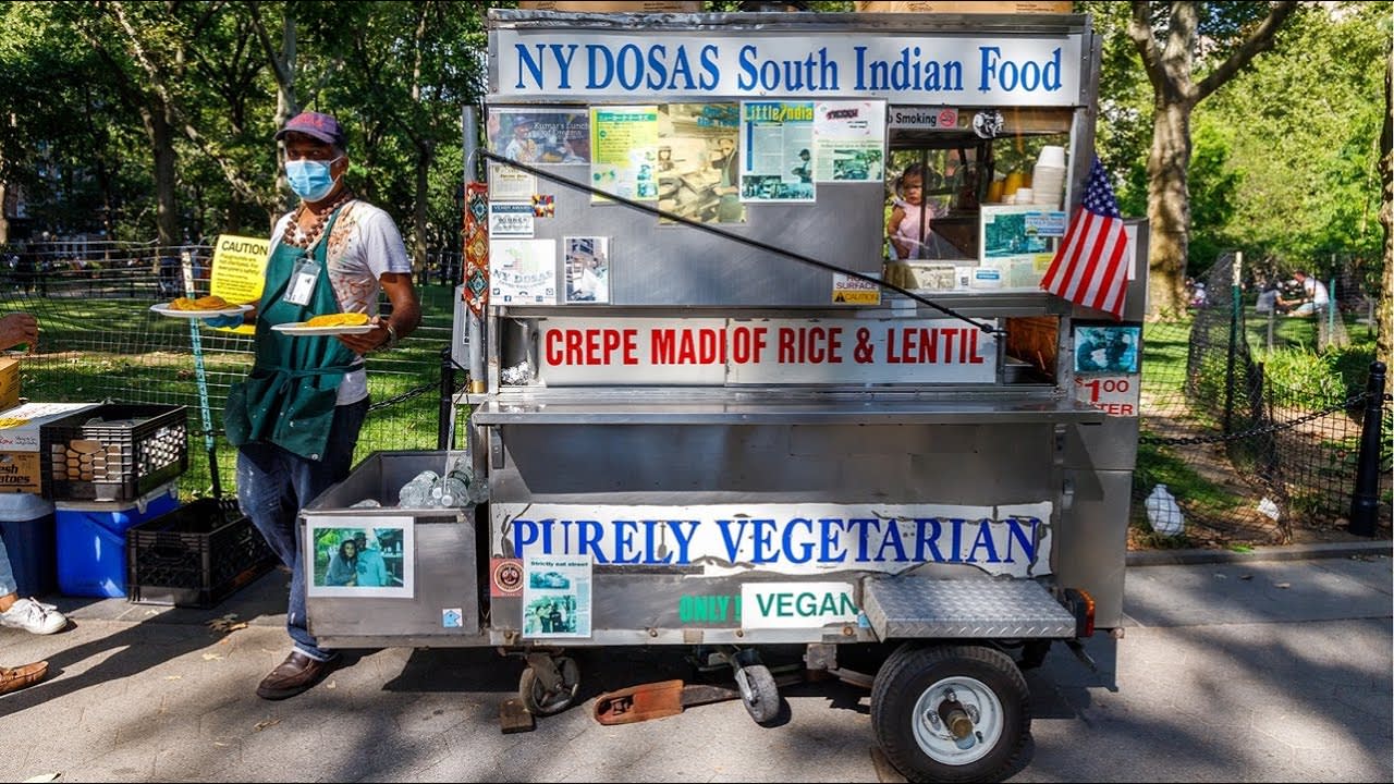NYC LIVE Dosa Man Best South Indian Vegetarian Street Food in Washington Sq. Park Greenwich Village