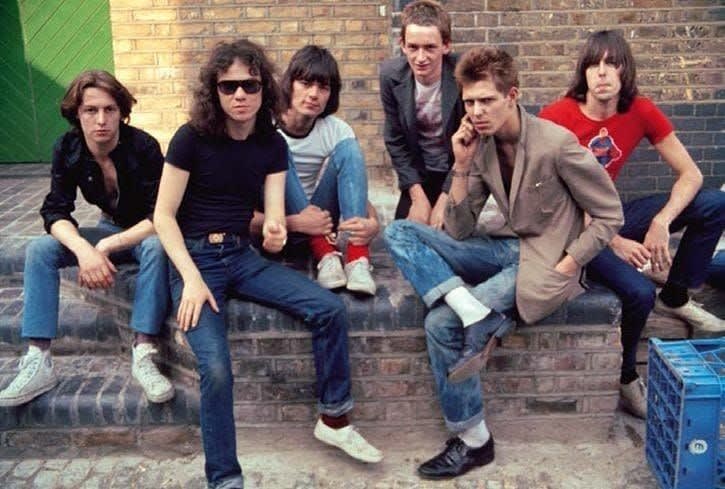 Members of the Ramones & The Clash outside the Roundhouse in London, July 4, 1976