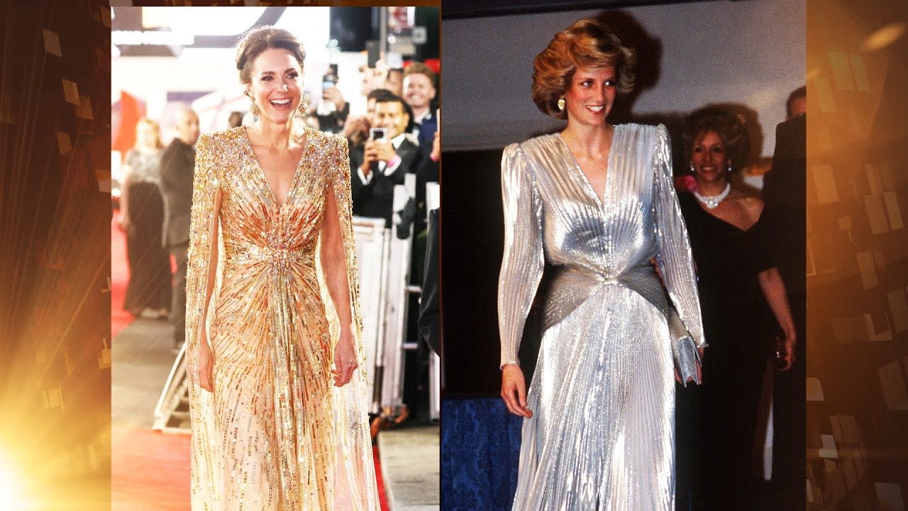 Kate Middleton Honors Princess Diana With Gold Gown at Film Premiere
