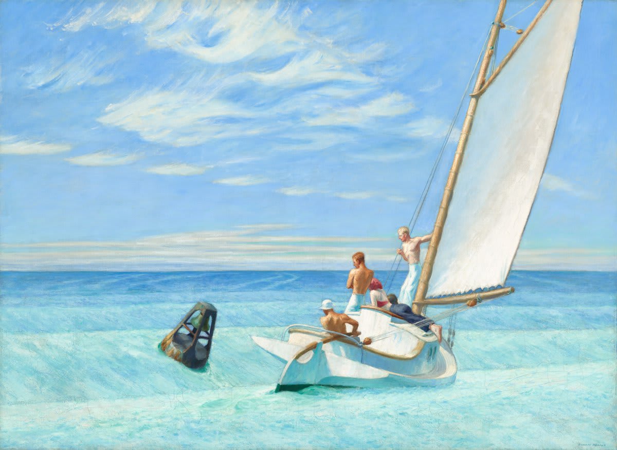Cheers to new adventures, a new future, and new lessons to learn along the way. It will be a slow sail, and we may be met with changing winds and choppy waters, but nonetheless, it will be a move toward the horizon. Edward Hopper, “Ground Swell,” 1939, oil on canvas