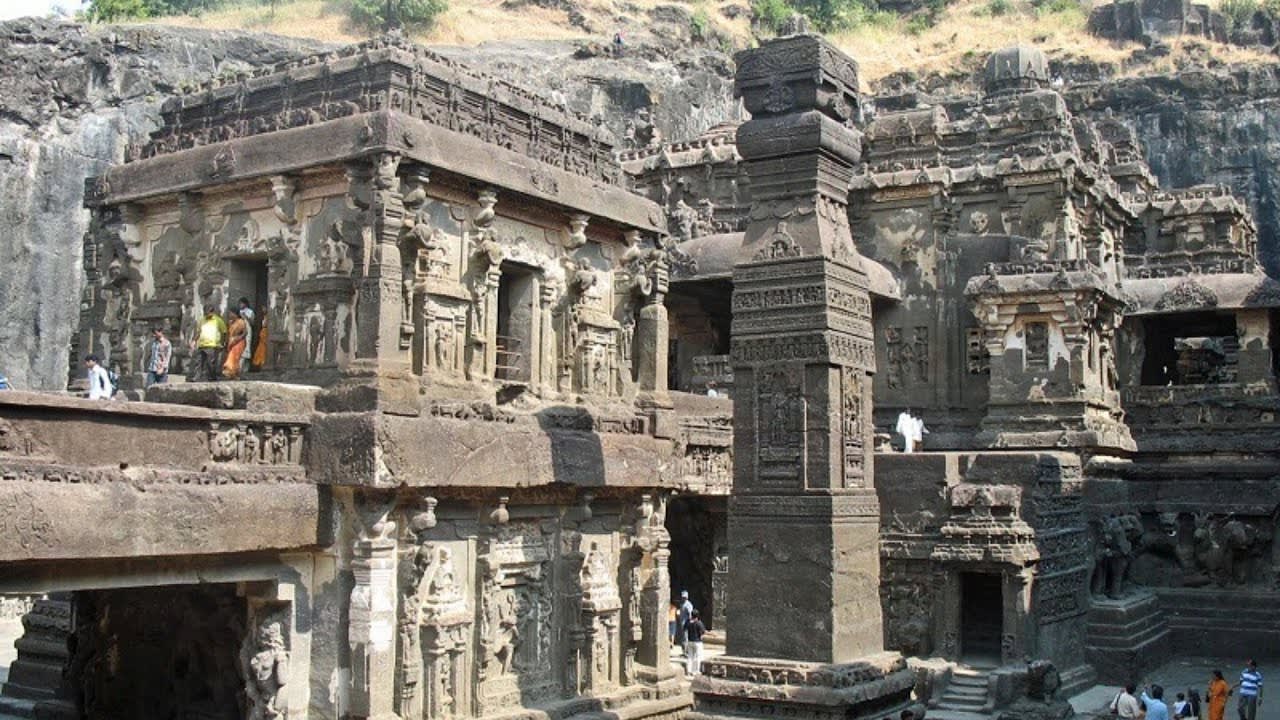Ellora Caves is an archaeological site located in India. The complex were built between the 6th and 10th centuries during the Rashtrakuta dynasty. The most remarkable of the cave at Ellora is the Kailasa temple, features the largest single monolithic rock excavation in the world.