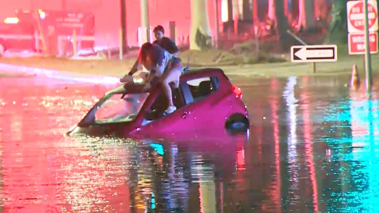 2 Women Stranded on Submerged Car After Water Main Breaks