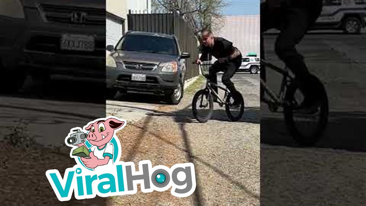 Garage Door Takes Professional BMX Riders Bike || ViralHog