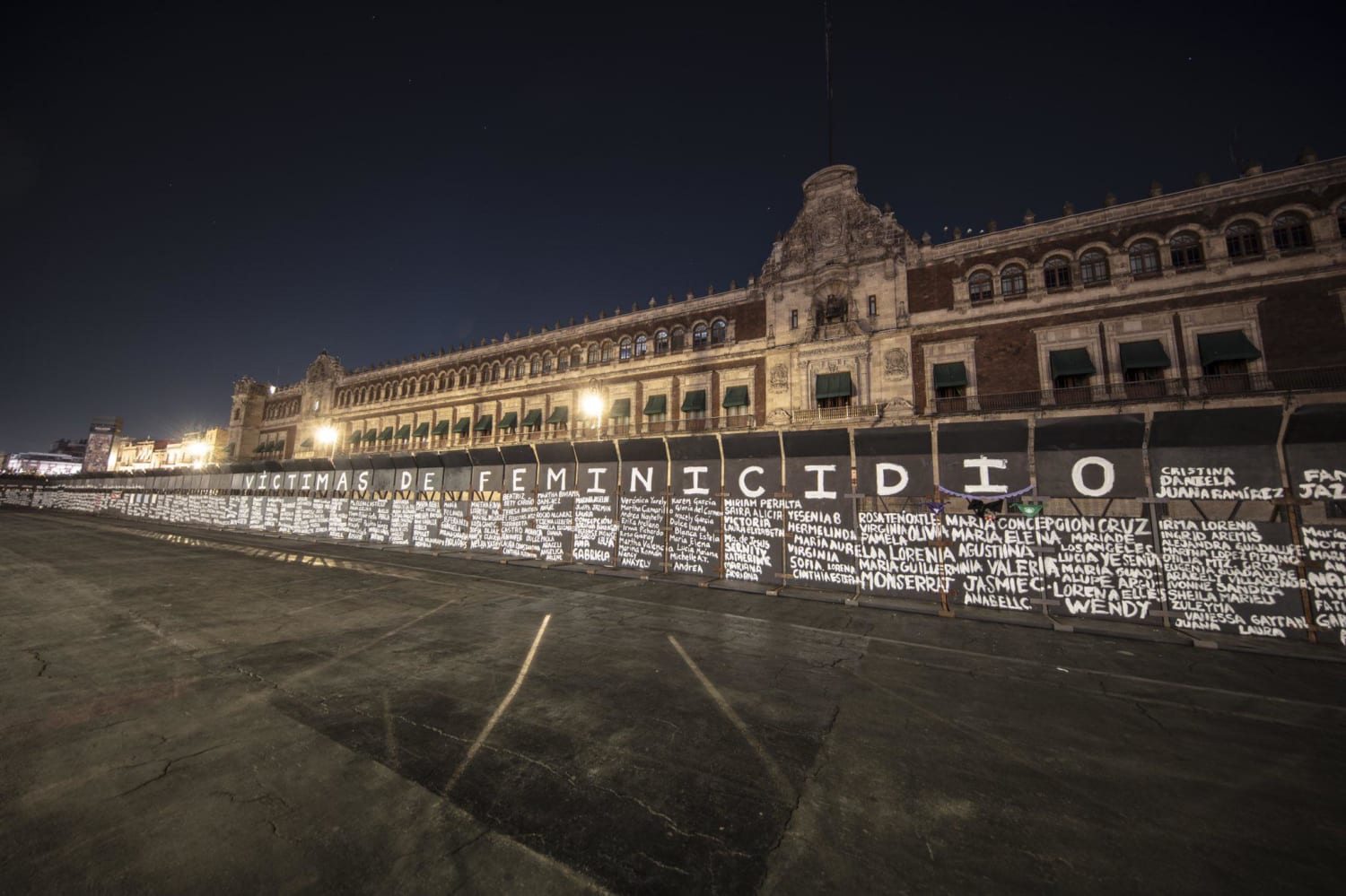 In Mexico City government put up this barriers to protect national palace ahead of feminists protests, so the feminists wrote the names of murdered women on them.