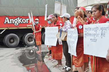 OtD 25 Jul 2011 34 women workers in Phnom Penh, Cambodia, who promoted Angkor beer for Cambrew (a corporation partly owned by Carlsberg), began a successful strike demanding the payment of unpaid overtime.