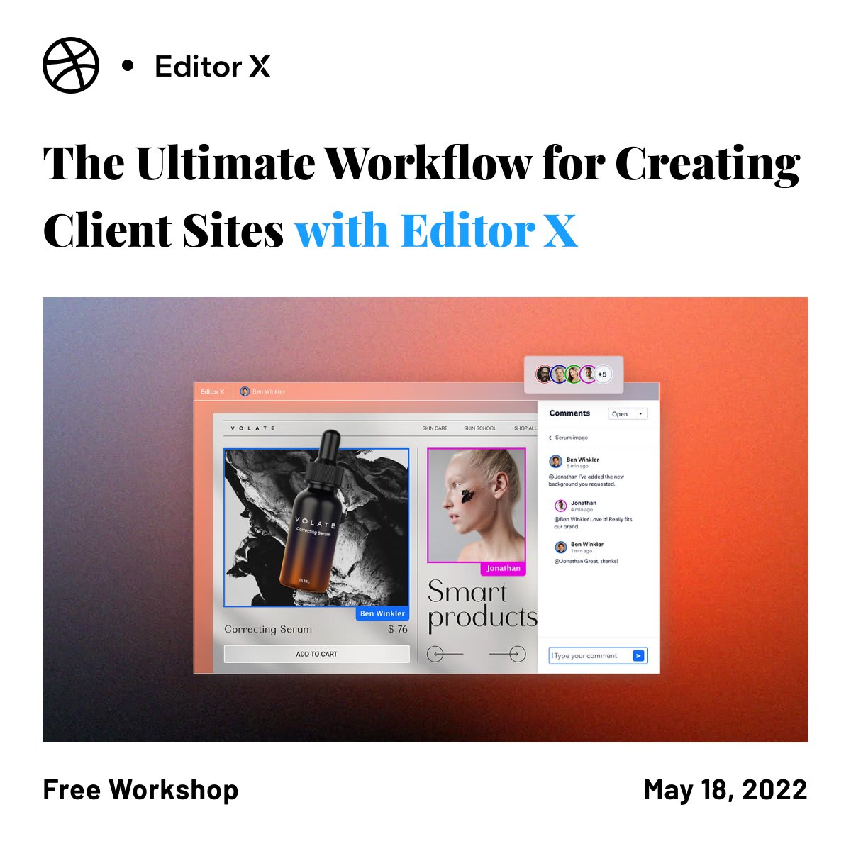 Workshop @EditorX and Dribbble are joining forces with the acclaimed web designer and agency founder, Michael Janda (@morejanda). Discover how to execute profitable website projects that delight your clients every step of the way! ✨