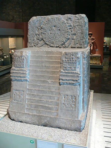 The Aztec Monument of Sacred War (teocalli) or throne of Motecuhzoma II. Carved in c. 1507 CE to commemorate the New Fire Ceremony of that year. (National Museum of Anthropology, Mexico City).