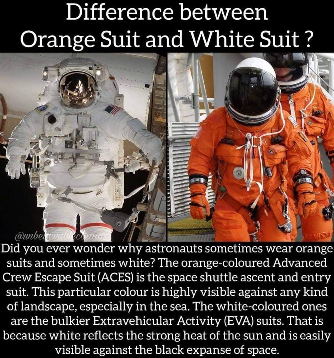 The Difference between an Orange vs White Spacesuit