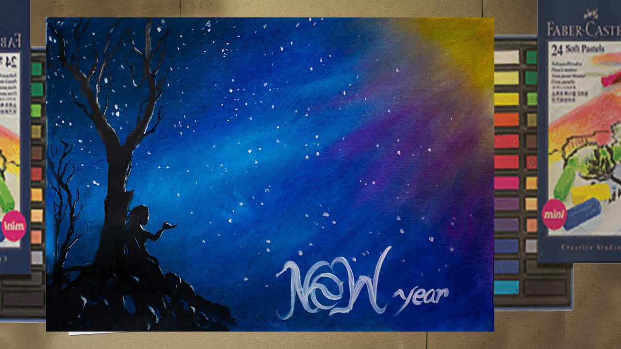 Mix Happy New Year Drawing Scenery Easy Happy New Year Card