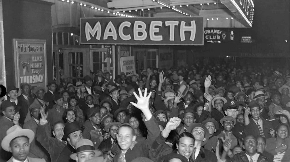 In 1936 Orson Welles staged an all black production of Macbeth in Harlem, a groundbreaking endeavour for the time. The play, which became known as "Voodoo Macbeth" was so popular that the crowds on opening night stretched for more than five blocks. Welles called it his life's greatest achievement.