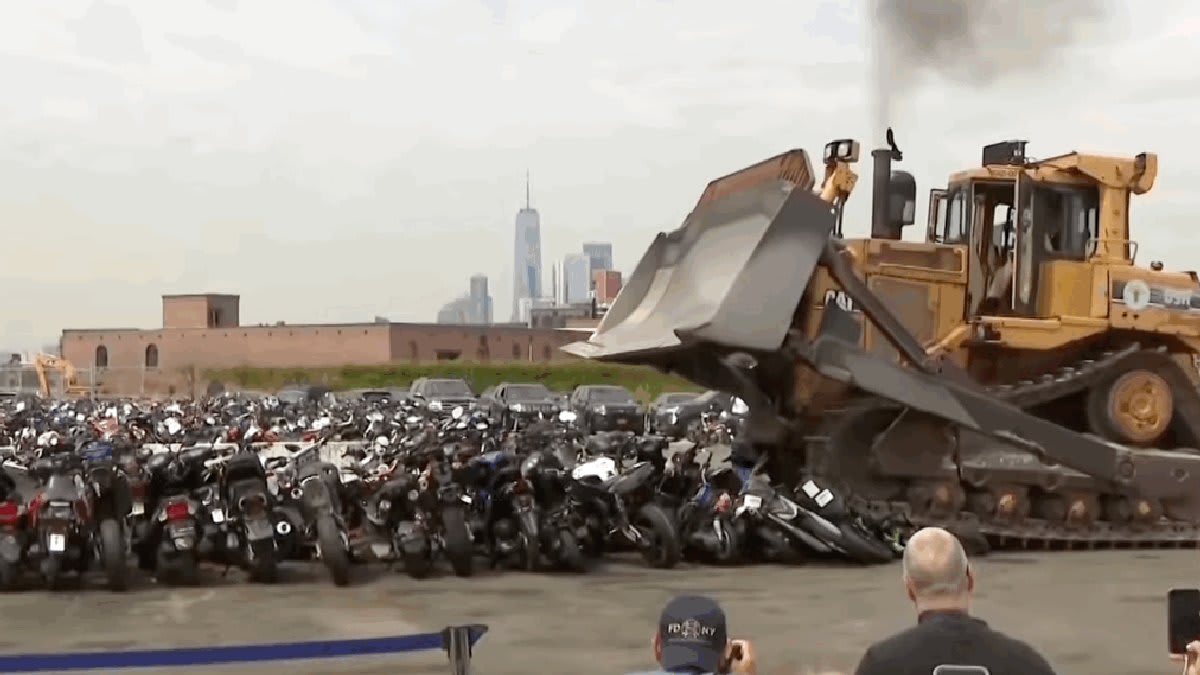 New York Crushes Illegal Dirt Bikes With Bulldozer in Satisfying but Pointless Photo-Op