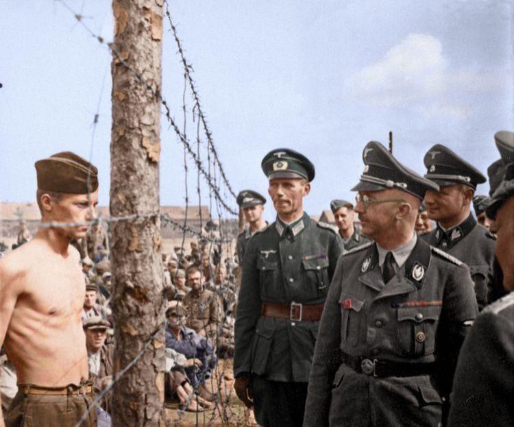 Soviet deviant POW staring at Himmler in a POW camp in Minsk, 1941