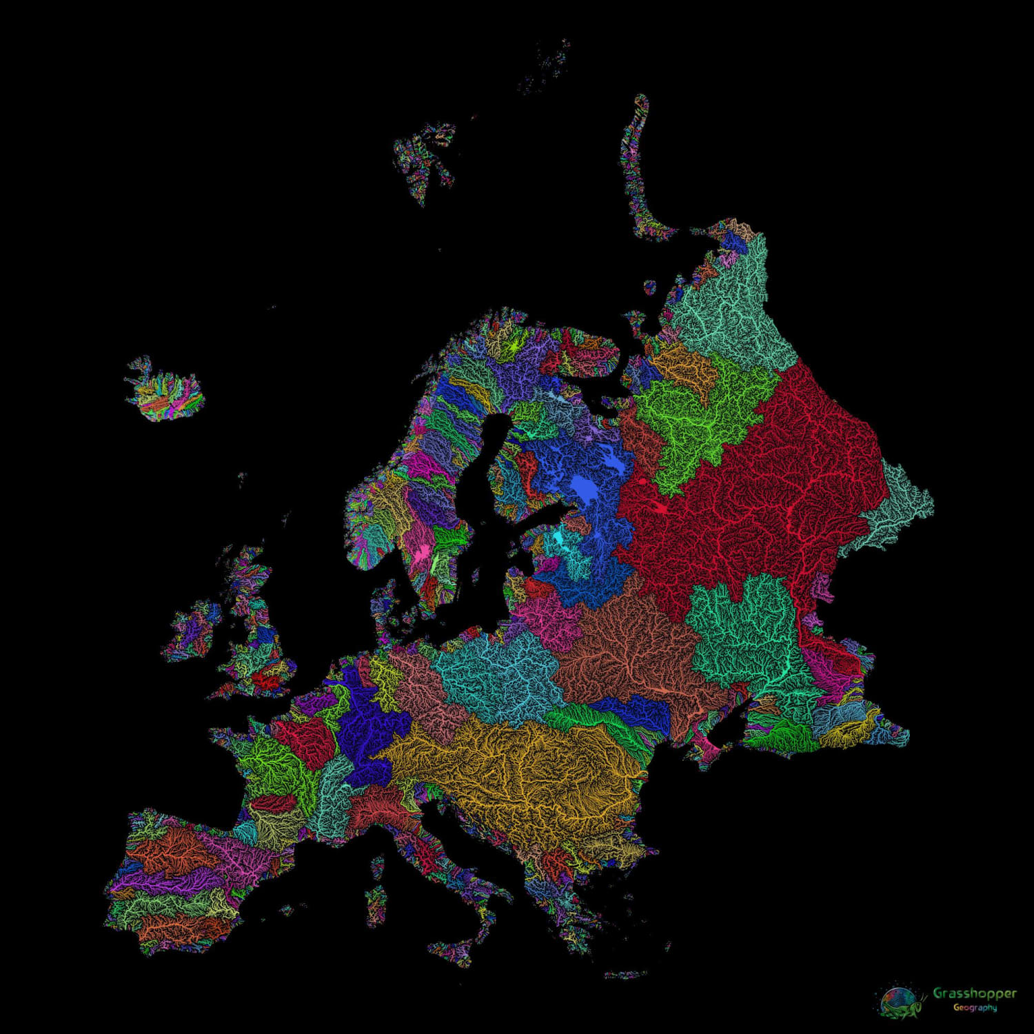 River basin map of the Europe