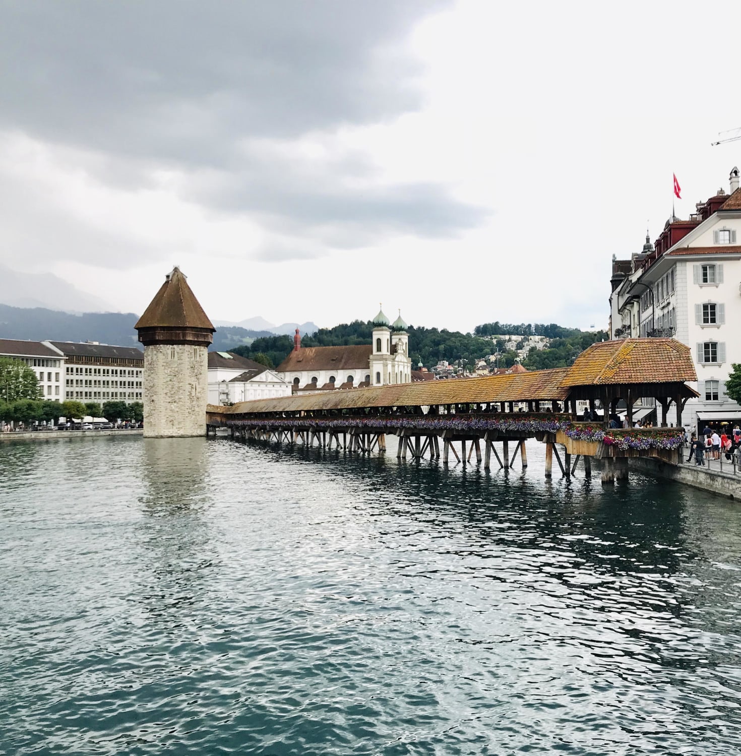 Kapellbrücke Bridge in Lucerne, Switzerland.picture taken in 2019