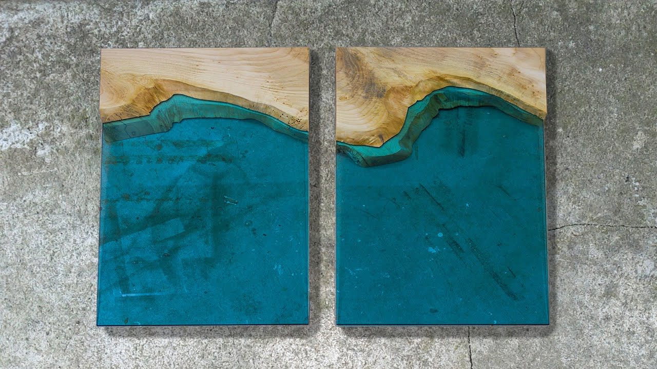 Making this "river" glass wall art - Woodworking w/no talking [10:26]
