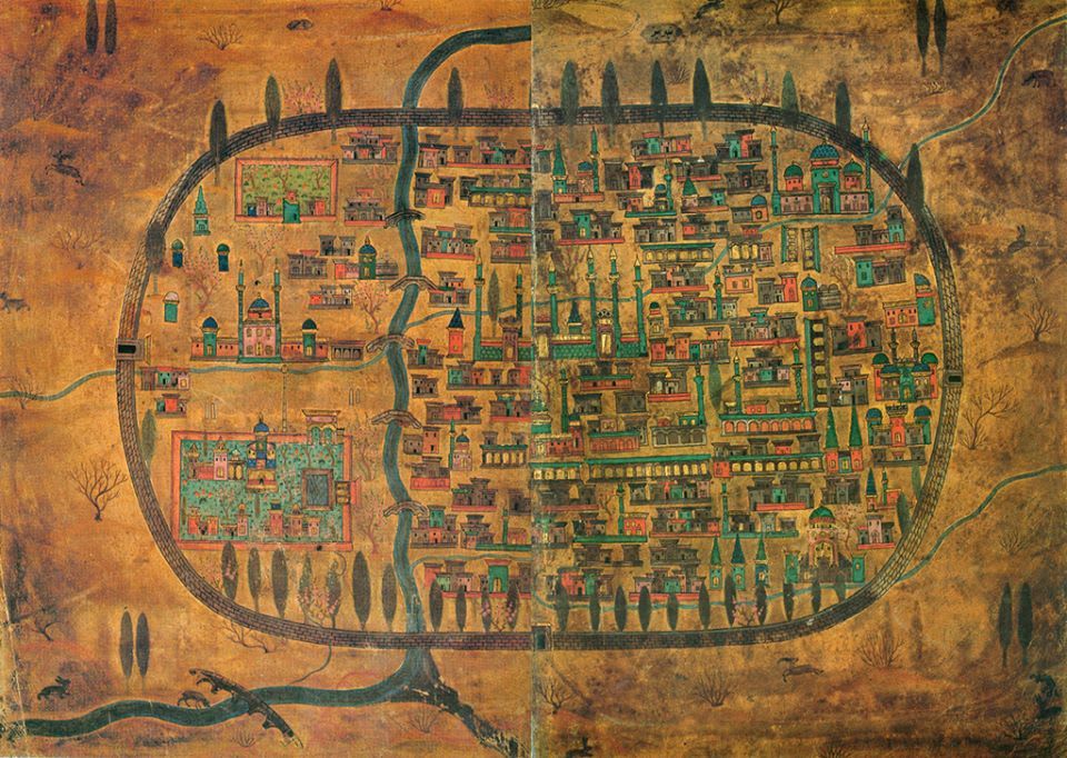 The Iranian city of Tabriz, as depicted by the 16th-century Ottoman polymath Matrakçı Nasuh, More here:
