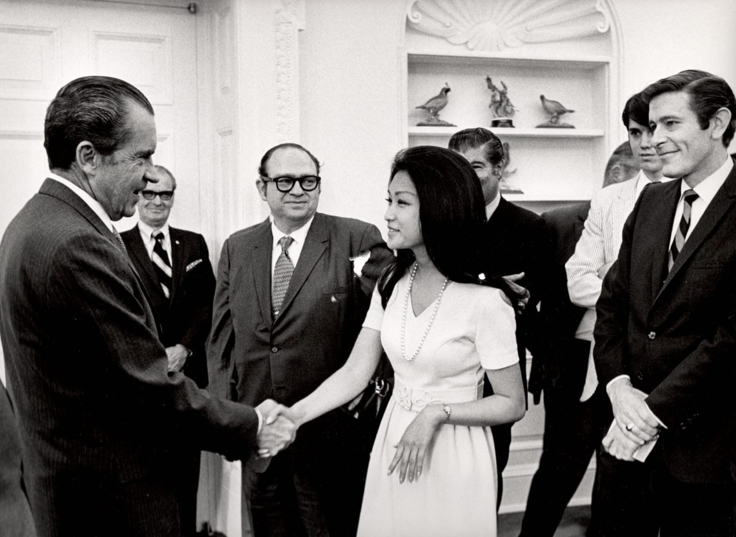 Richard Nixon and Connie Chung in the Oval Office, 1969