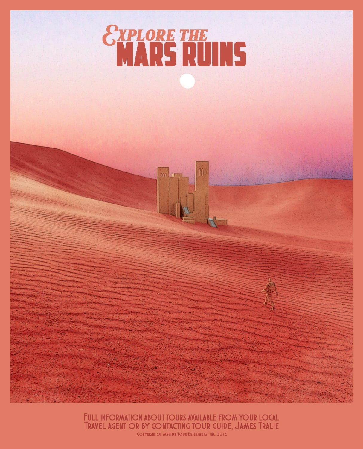 "Explore the Mars Ruins" - the second poster design in my space vintage travel series