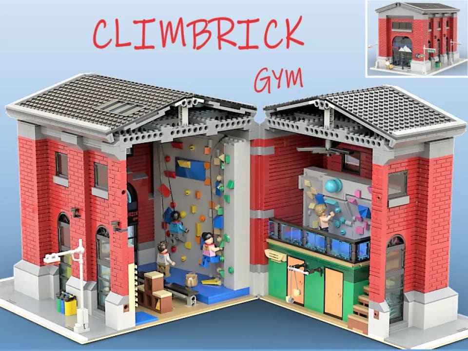 This is a climbing gym made with Lego. It's on Lego Ideas.com and with 10000 supporters might become a real set. It gathered over 100 in the first day and keep growing. Check the link below for more pictures and video. It hope you will consider to take a couple of minutes to login and support it!