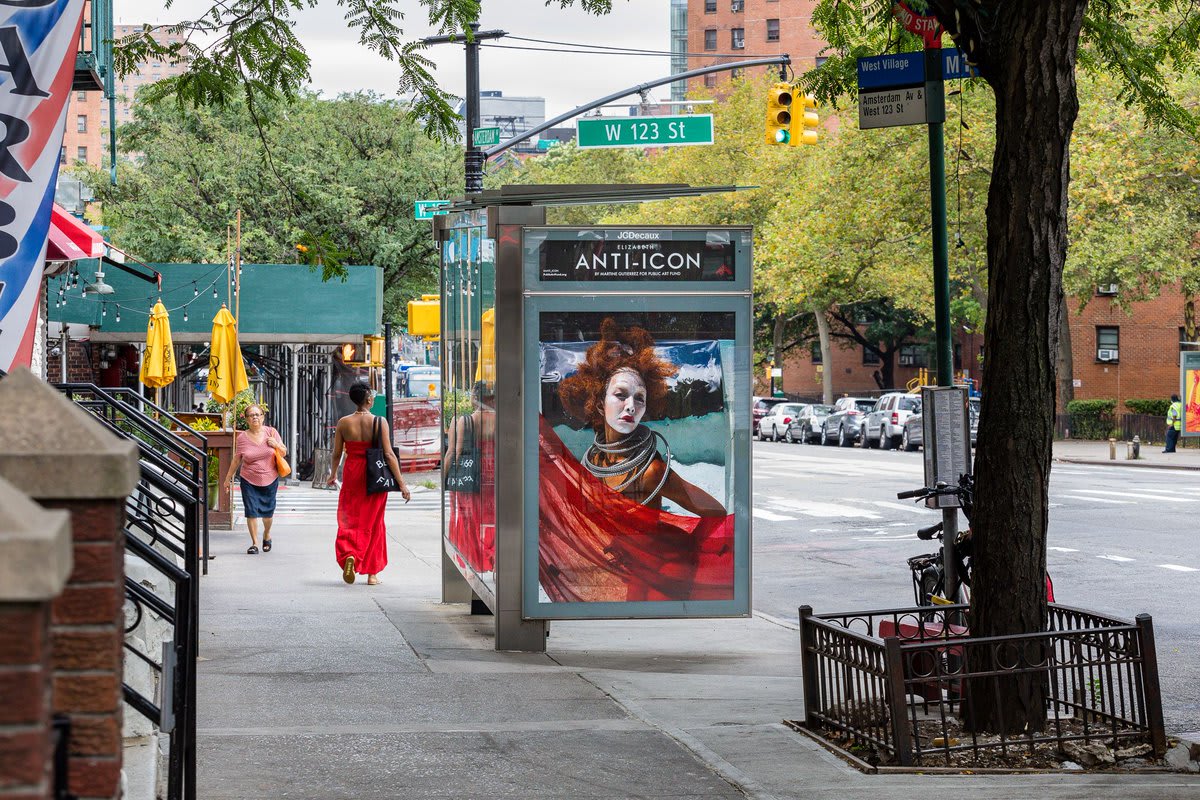 How Martine Gutierrez turned herself into Cleopatra, Mulan, and other historical heroines for a public art project in bus shelters across the U.S.: