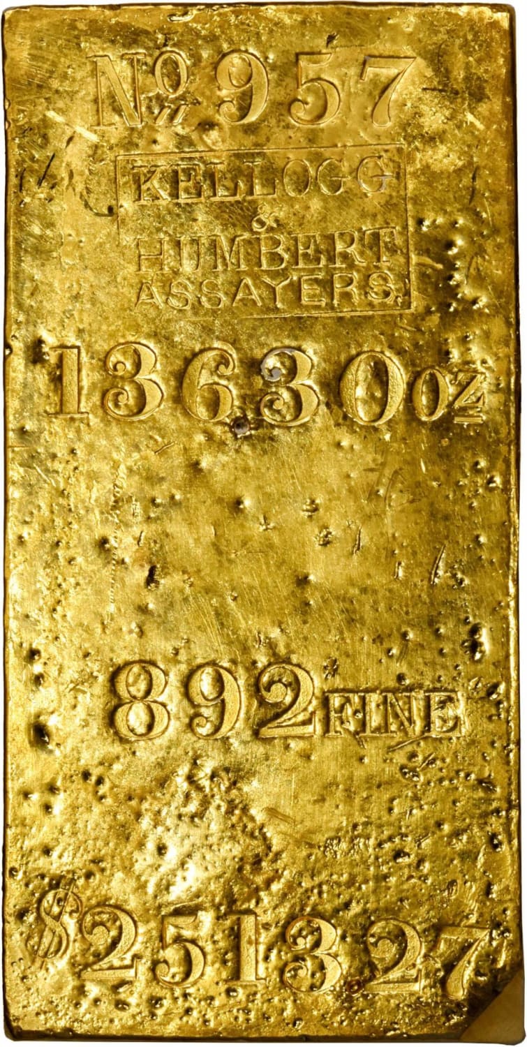 A Gold bar recovered from the 'SS Central America', which sank in 1857.