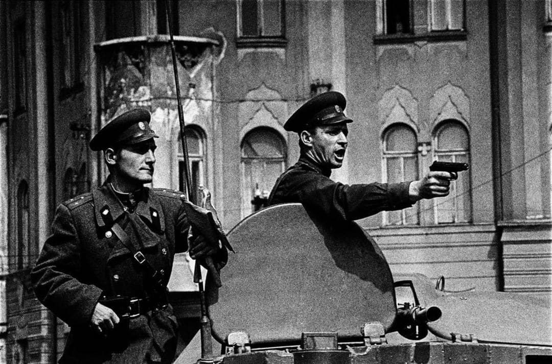 Officers of the Soviet Army in Bratislava, Czechoslovakia, during the brutal suppression of the Prague Spring. Photo by Ladislav Bielik, August 1968.