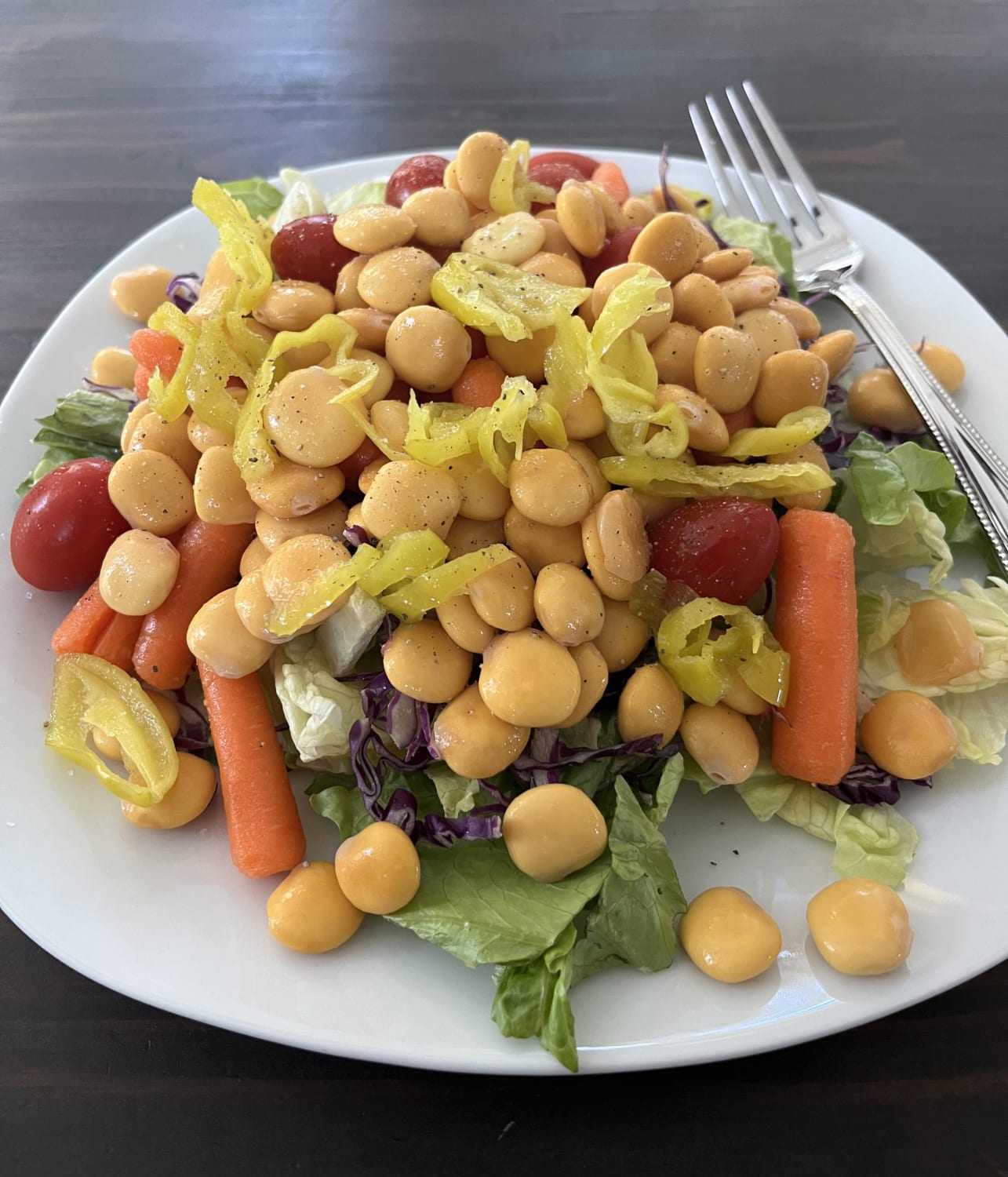 I’m a longtime vegan, trying to eat healthier. I had this delicious mountain of salad for lunch today.