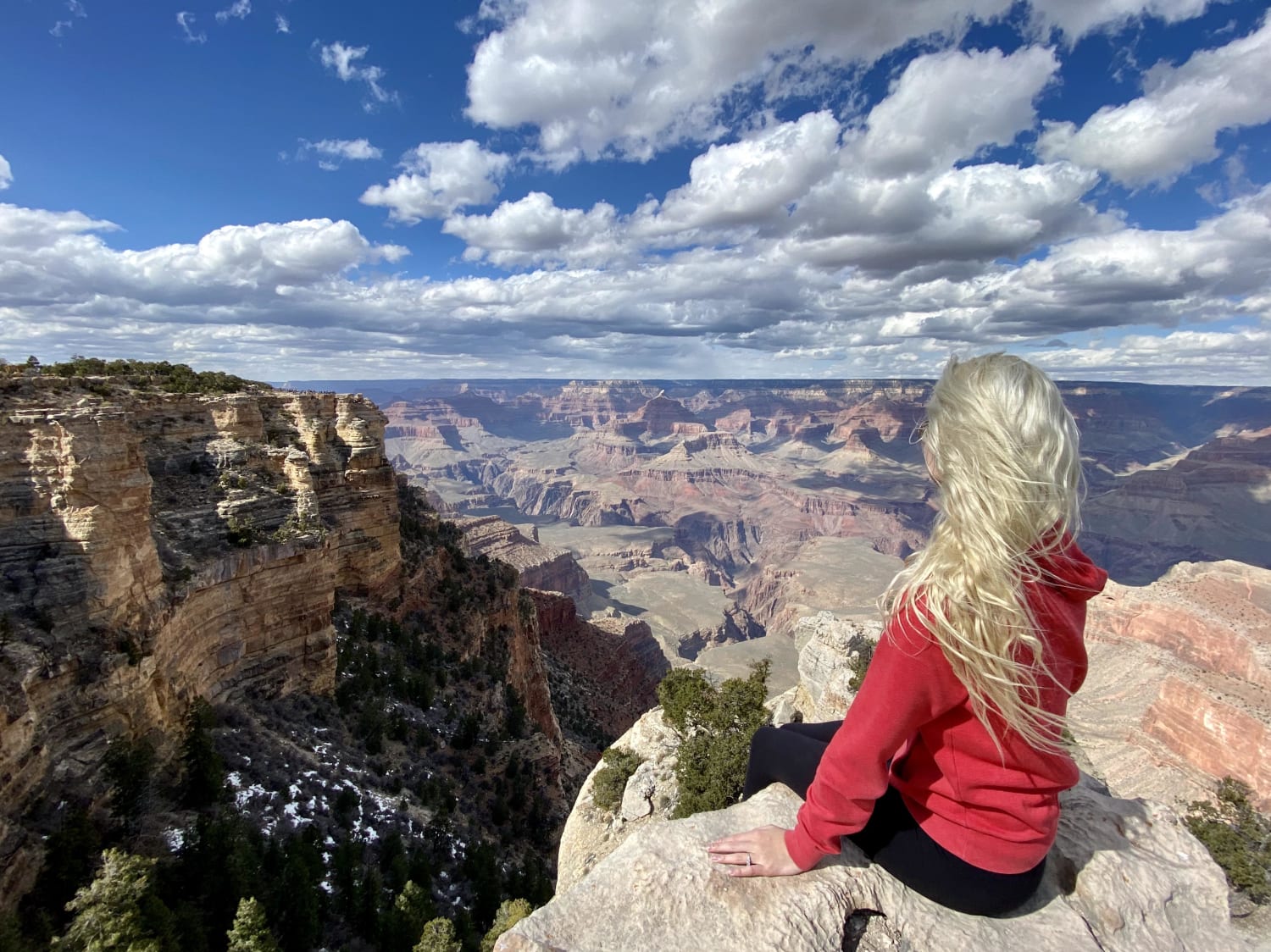 The Grand Canyon and my wife, from earlier this year. It was my first time there! Awe-inspiring.