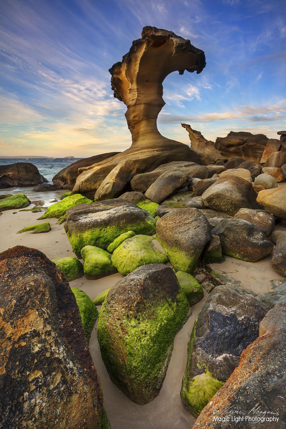 The amazing natural rock sculptures at the southern end of Hargraves Beach in Noraville on the Central Coast of New South Wales, Australia.