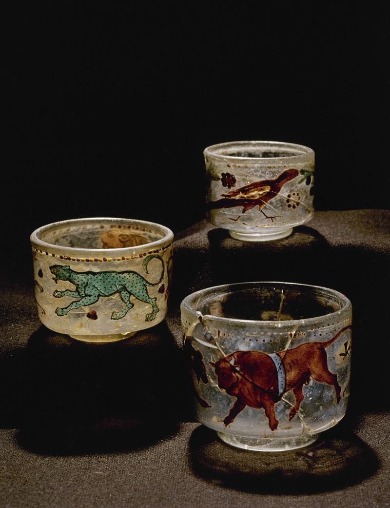 Amazing Roman drinking cups found in Denmark. Found in a grave of a wealthy man, 2-3rd century AD