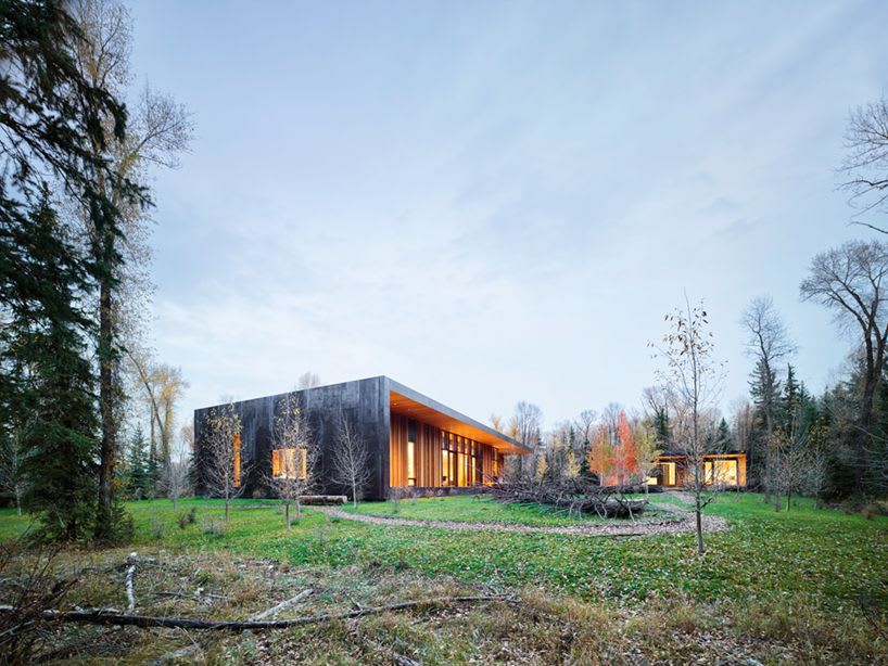 the 'riverbend' house takes its name from its site along the snake river near wyoming's grand teton national park.