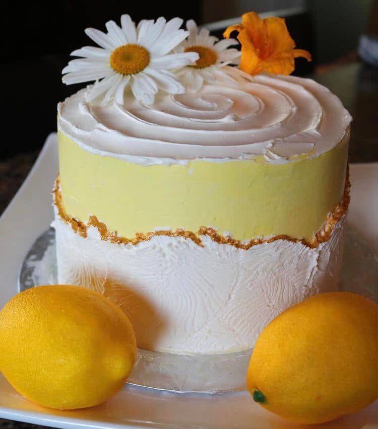 A luscious lemon cake filled with a light lemon curd