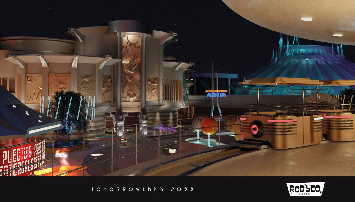 I spent the past few months modelling the never-built 1990s overhaul for Disneyland's Tomorrowland, based on blueprints and concept art.